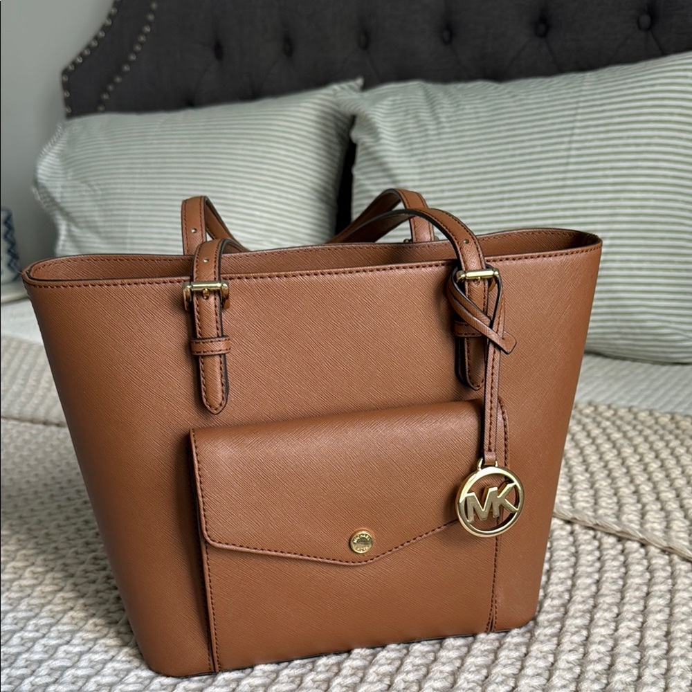 Michael Kors Brown Leather Tote with Adjustable Straps